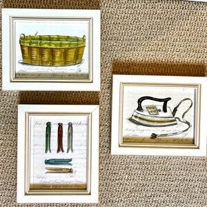 Set of Three Framed Vintage-Style Prints
